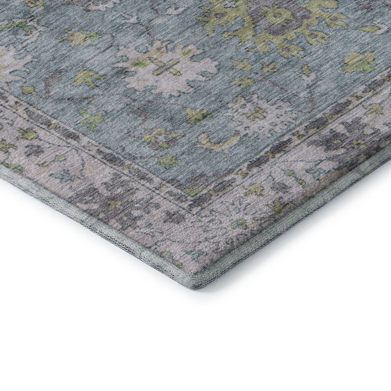 Premium Machine Washable Mayfield AMF2052 Global Rug, Seafoam, 9' x 12'