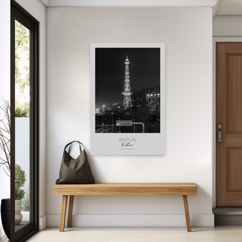 «Illuminated Berlin Funkturm Modern Abstract Contemporary Architecture City», reproduction d'art murale, H 60 po x l 40 po