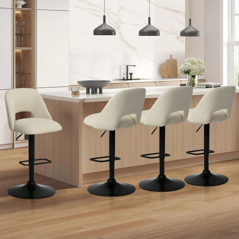 Tabouret de bar rotatif à hauteur ajustable 24 à 32 po, Beige