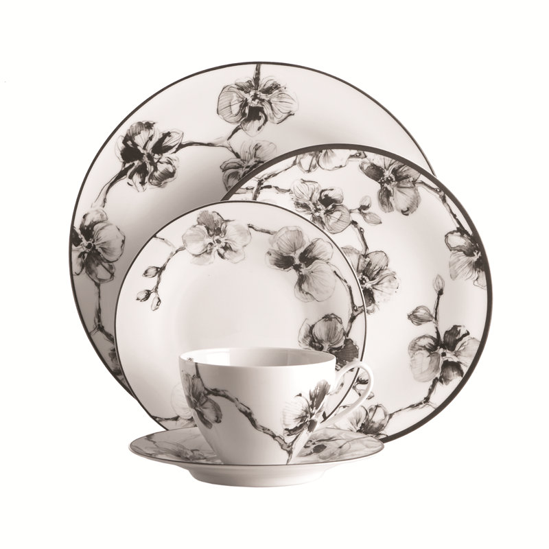 Black Orchid Handmade Porcelain Dinnerware Set
