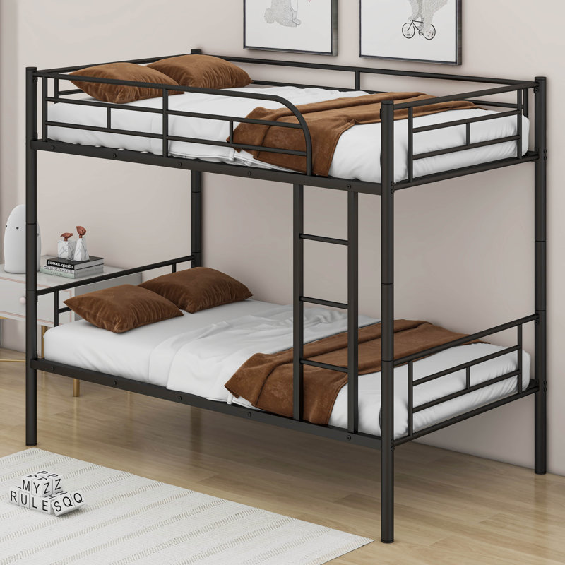 Kids Twin Over Twin Bunk Bed, Black