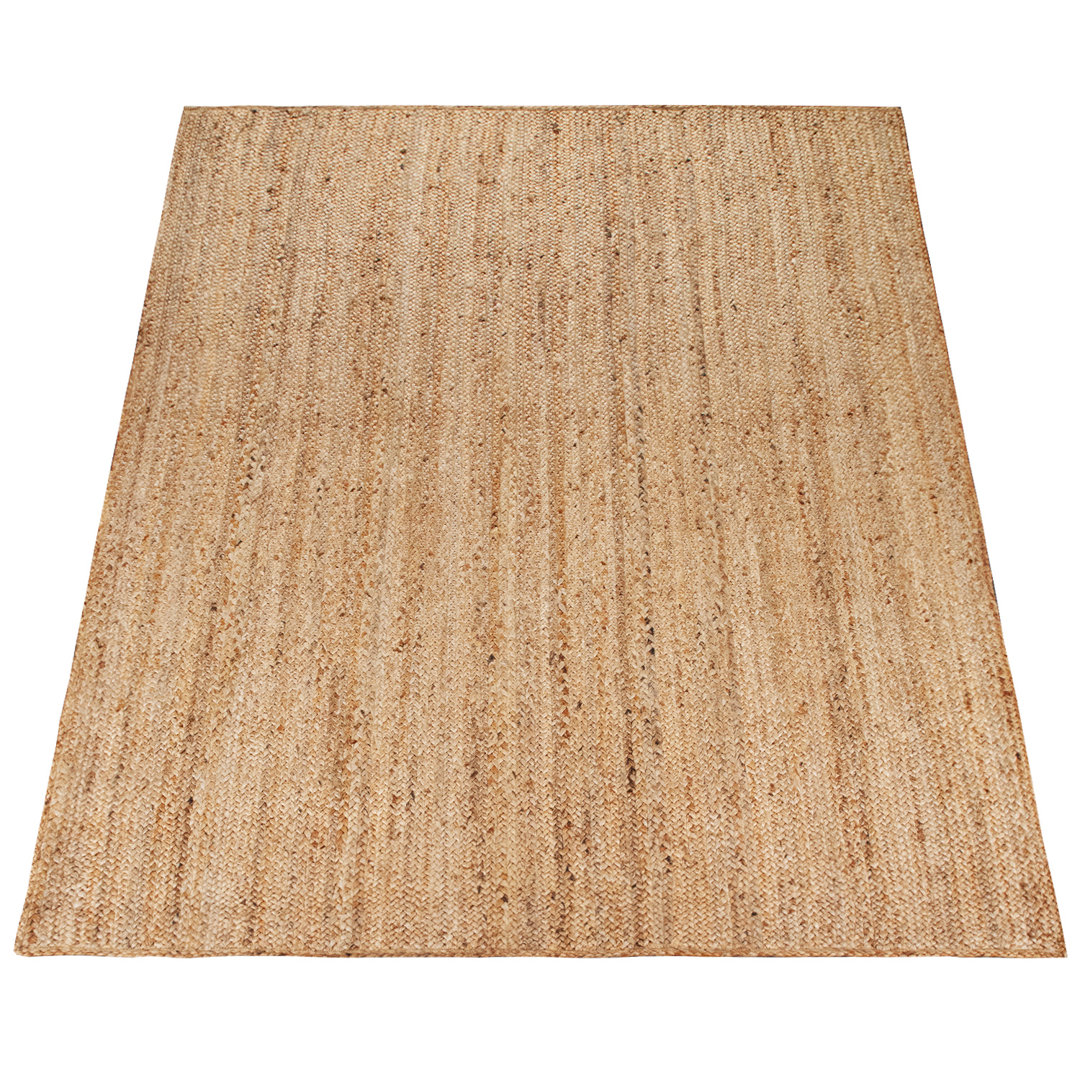Rectangle Breann Solid Color Hand Braided Natural Fibers Area Rug in Natural Brown Highland Dunes Rug 