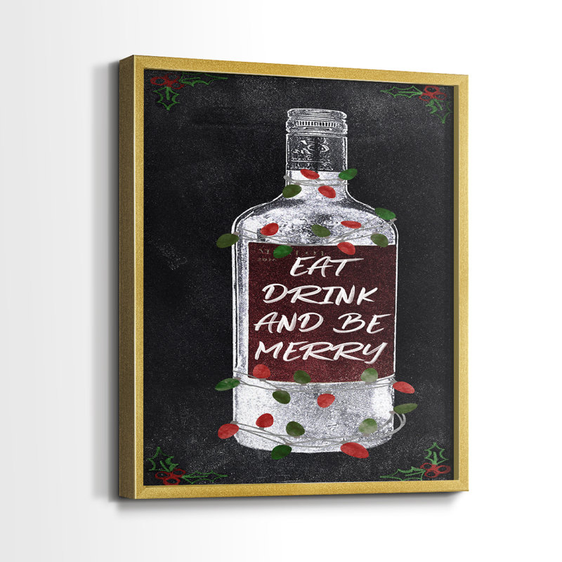 Be Be Merry Wine - reproduction encadrée de qualité supérieure - prête à être accrochée - aucun clou requis - aucun clou requis