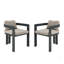Chaise de patio d'extérieur en aluminium Pula, ensemble de 2, finition gris foncé avec coussin beige, chaise-1438908858