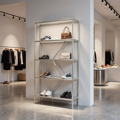 Geometric Stainless Steel Multi Tier Display Shelf