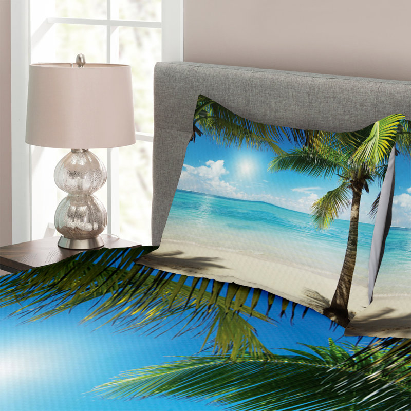 Aqua/Green 100% Microfibre Bedspread, 220 x 264 cm