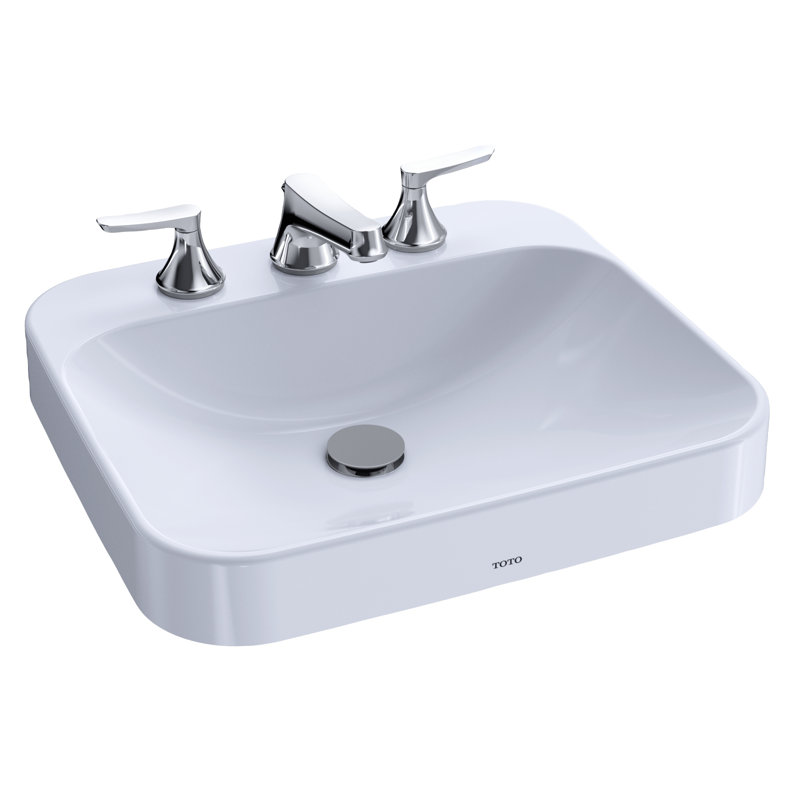 Lavabo de salle de bain vasque rectangulaire TOTO® Arvina ™ 20 "avec CEFIONTECT pour robinets centraux 8 pouces, blanc coton