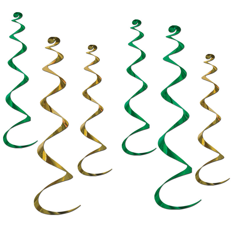 Twirly Whirlys - paquet de 6, Vert/doré