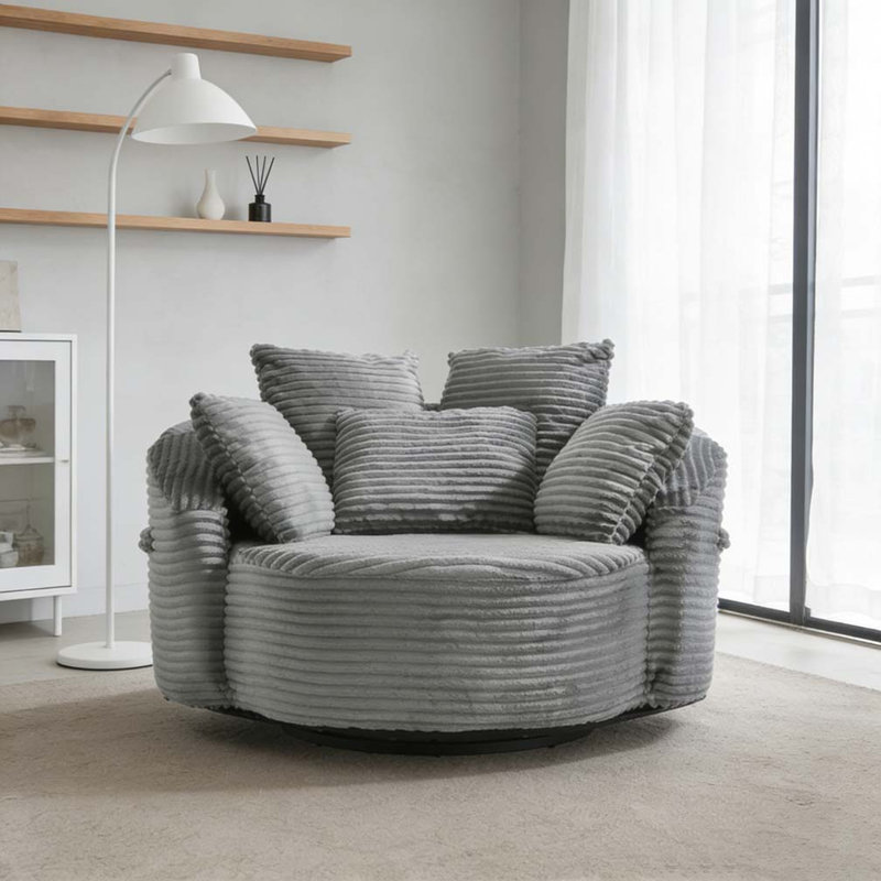 Fauteuil demi-tonneau pivotant à 360 °, Gris