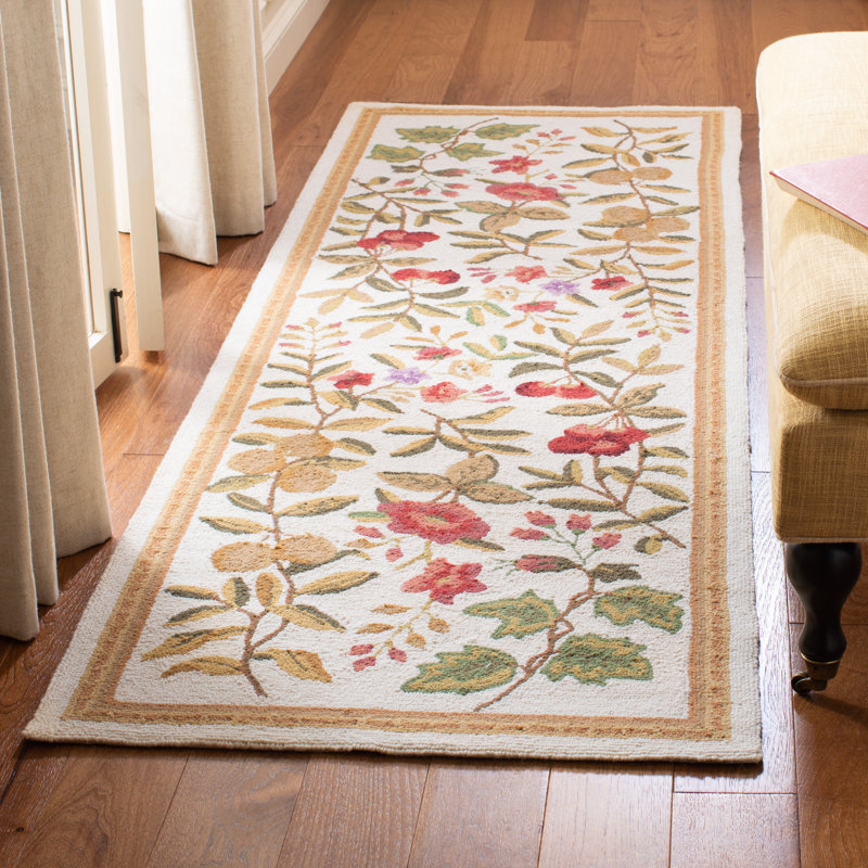 Tapis en laine crocheté à la main à motif floral Kinchen, Rond 8 pi