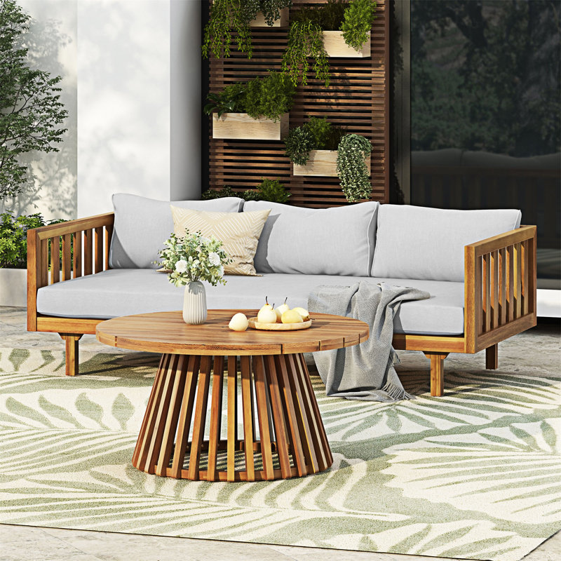 Outdoor Wood Patio Furniture Set, Light Gray