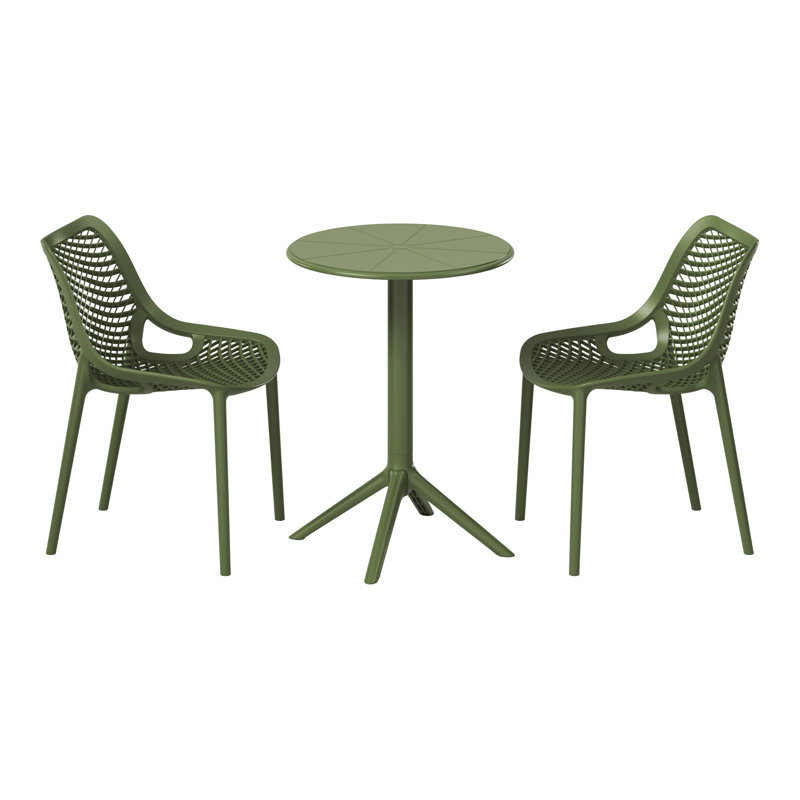 2-Person Outdoor Round Dining Set, Green