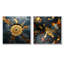 Carrelage mosaïque doré et noir I - ensemble de salon mural art abstrait-428556567-428556572