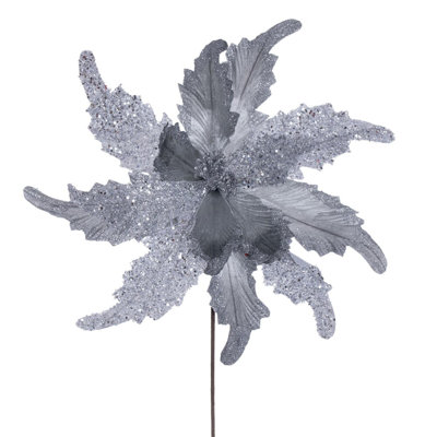 18" x 20" Grand Velvet Poinsettia Stem. It includes two pieces per bag.