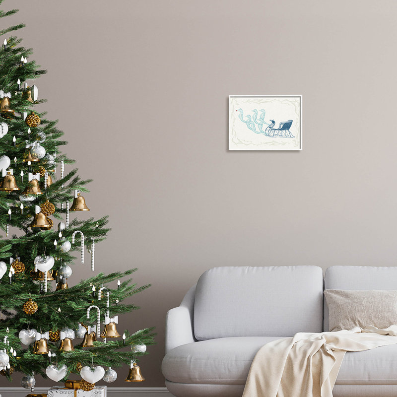 Hippocampe, traîneau nautique, Père Noël - 289, H 11 po x l 14 po x P 1,5 po, Giclée encadrée blanc bord de mer