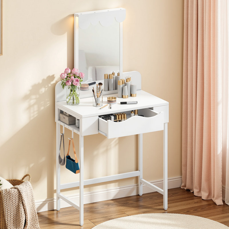 Cloud-Shaped Dressing Table with Mirror 70x40x140 cm, White