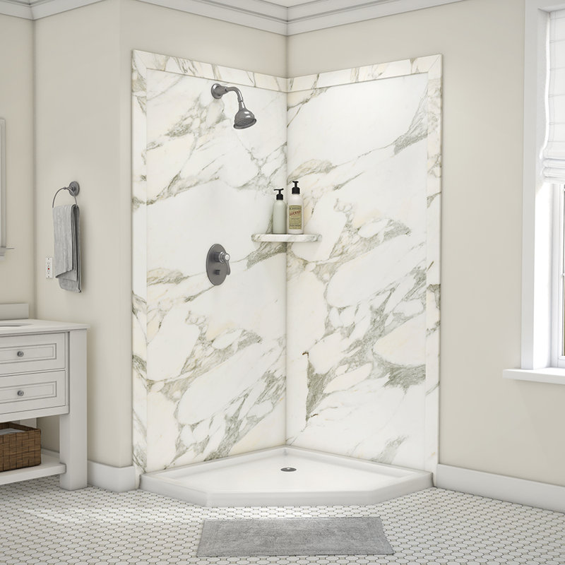 Contour de douche en coin l 40 po x P 40 po x H 80 po FlexStone, Or Calcutta