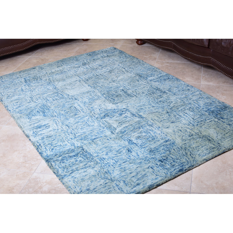 Tapis décoratif bleu en laine Touffeté à la main HamLake