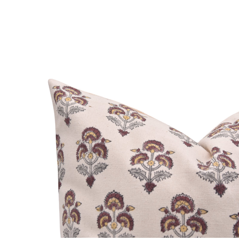 Floral Cotton Indoor/Outdoor Pillow Cover, 14"H x 14"W