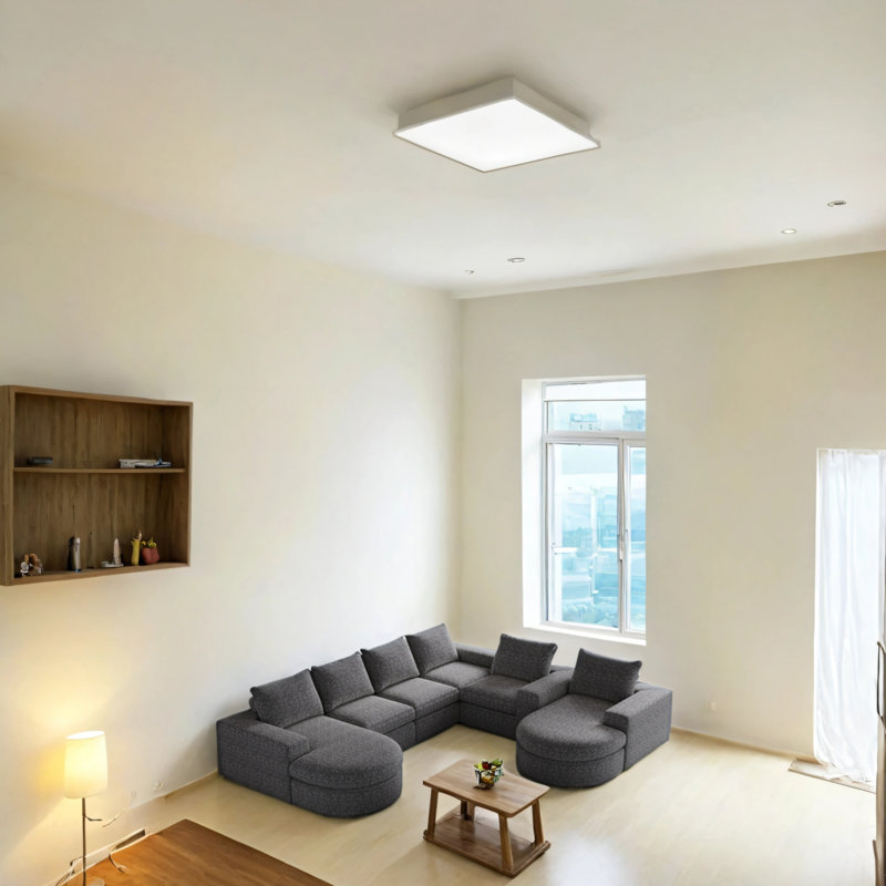 Canapé modulaire rembourré en L avec six modules, Gris