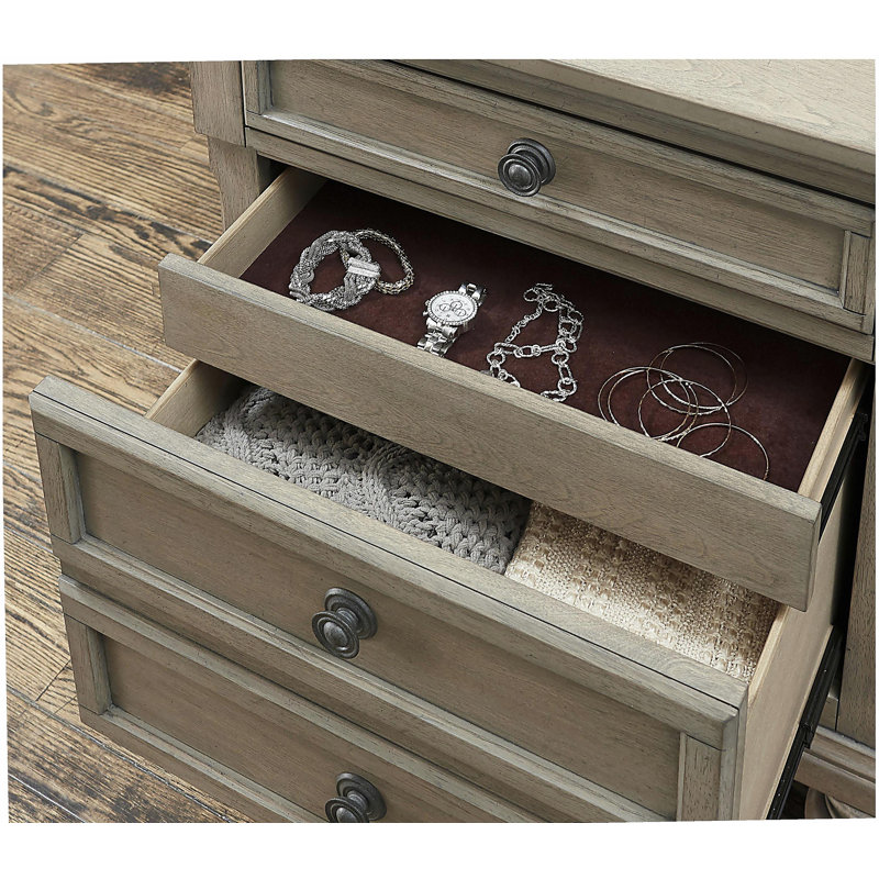 Table de chevet transitionnelle pour chambre à coucher avec tiroir dissimulé, Gris