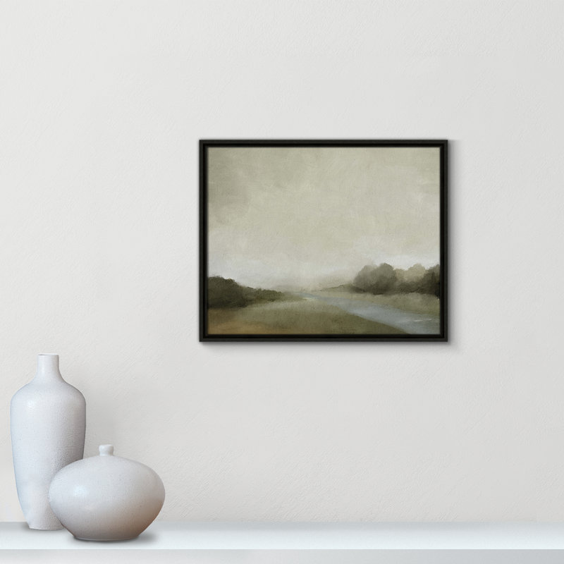 Vanora "Lovers Creek" Watercolor Floater Frame Painting , 17.5" H x 21.5" W, Espresso