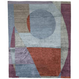 Martine Silk Abstract Area Rug in Blue/Purple/Red
