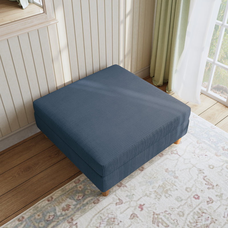 39.8cm Wide Square Solid Colour Standard Ottoman, Navy