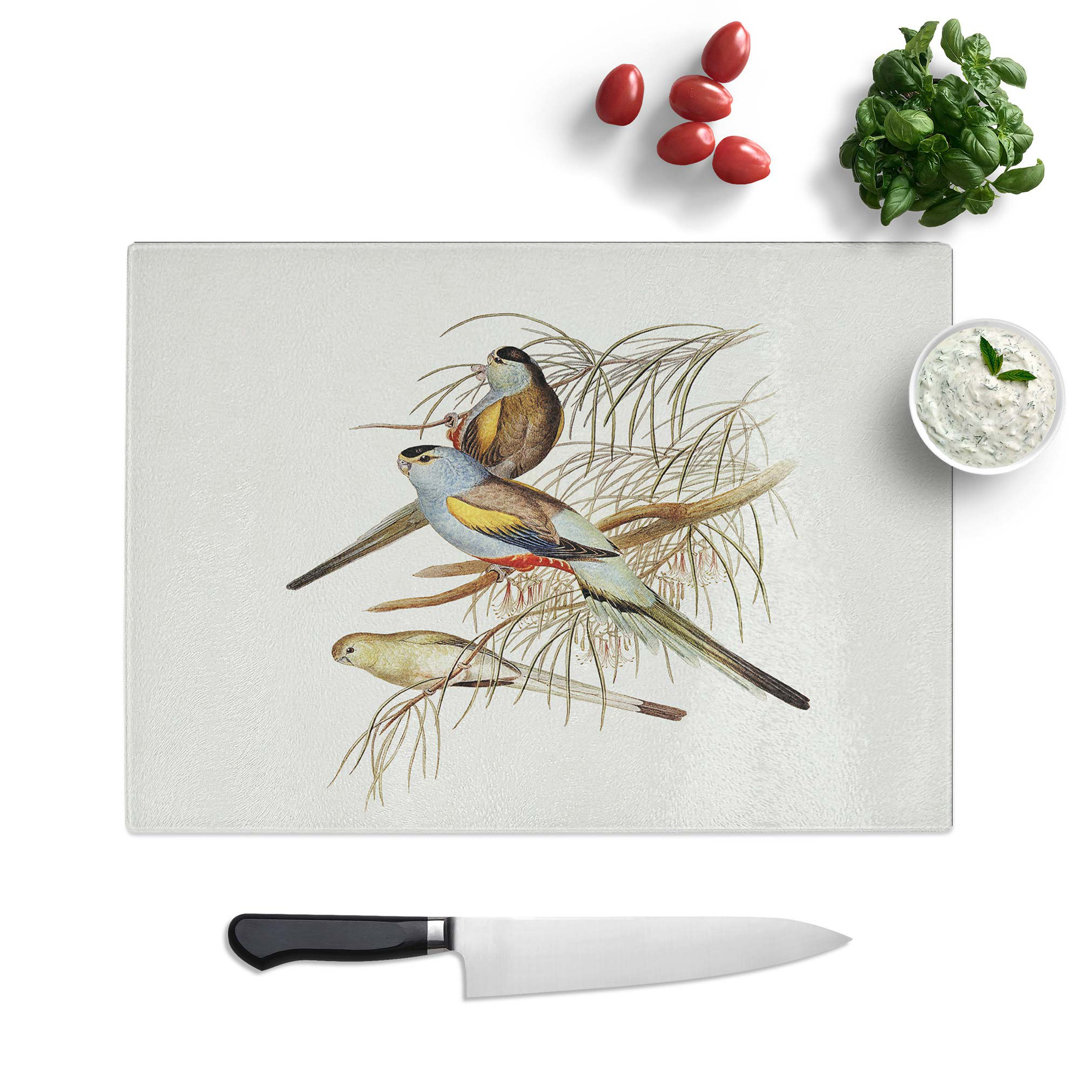 Glass Golden-Backed Parakeets by Elizabeth Gould Chopping Board