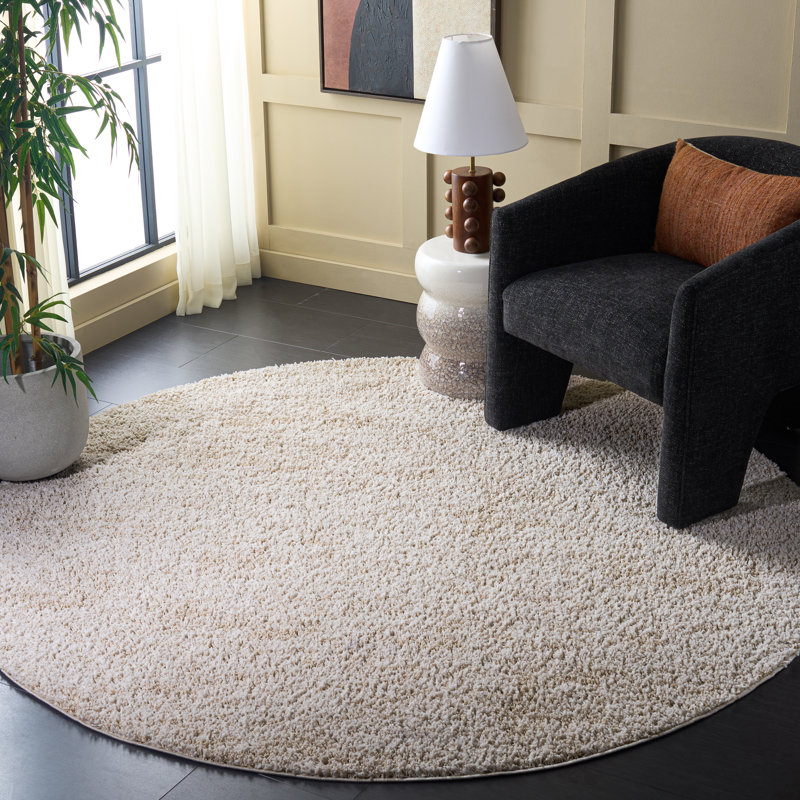 Everett Shag Performance Solid Color Indoor Rug, Round 6'7"