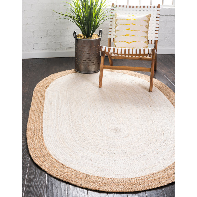 Tapis en jute / sisal tressé à la main Swarthout, Ovale 3 pi 3 po x 5 pi 1 po