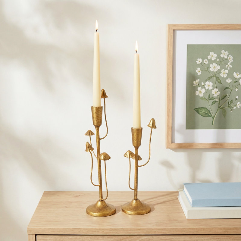 Metal Mushroom Inspired Abstract Decorative Candle Holder