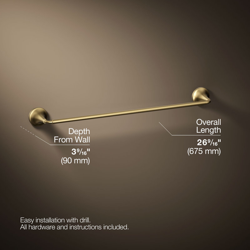 Tone Towel Bar, 24"W, Vibrant Brushed Moderne Brass
