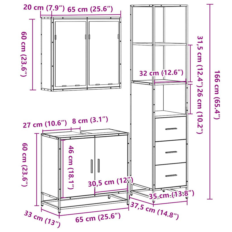 Bathroom Furniture Suite, Rustric Brown