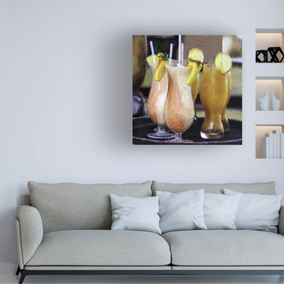 Art mural sur toile tendue - «Cheers» de Mary Lou Johnson pour décoration de salon, de chambre à coucher ou de bureau - 14 x 14