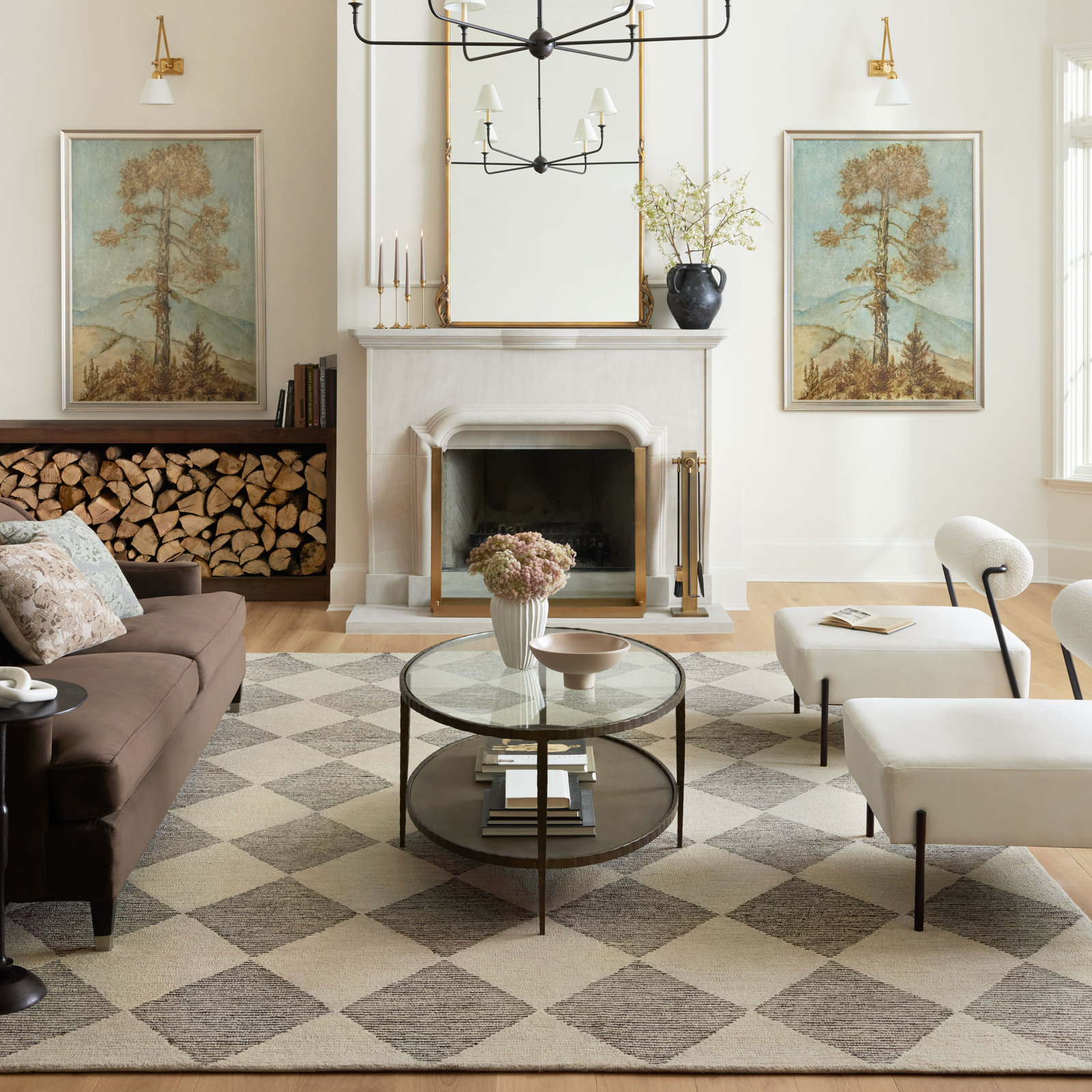 Chris Loves Julia x Loloi Francis Wool Beige / Charcoal Rug, Rectangle 11'6" x 15'