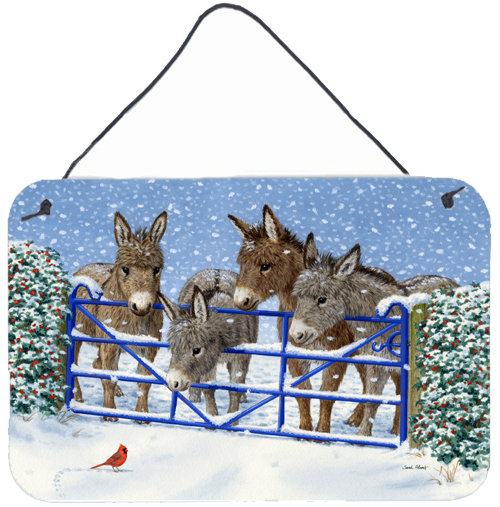 Donkeys et cardinal par sarah adams, reproduction d’art sur plaque