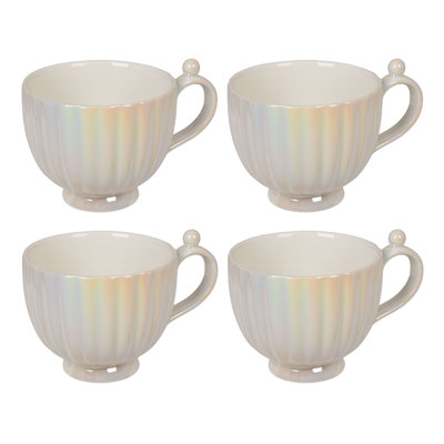 Round Stoneware Fluted Mugs