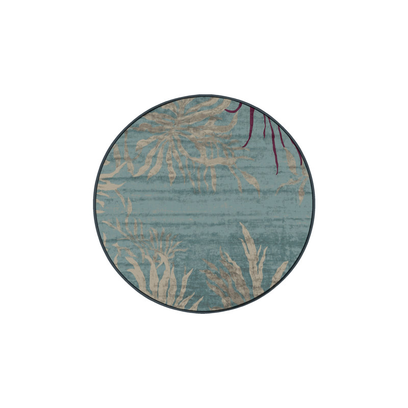 Tapis gris soyeux et moelleux, Rond 5 pi
