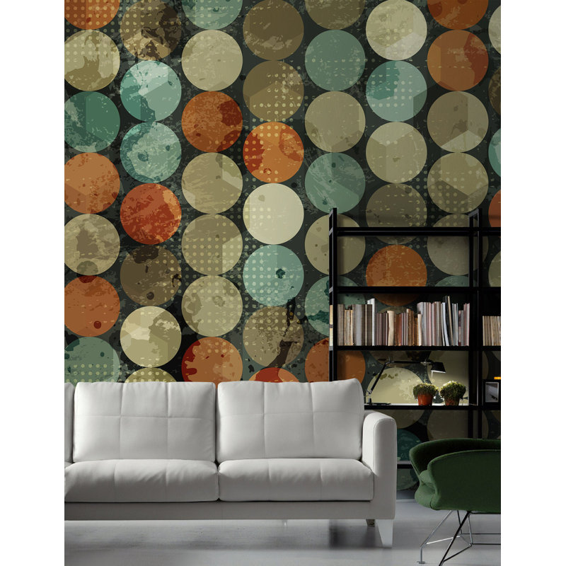 Papier peint amovible à pois géométriques, L 105,96 po x l 187 po