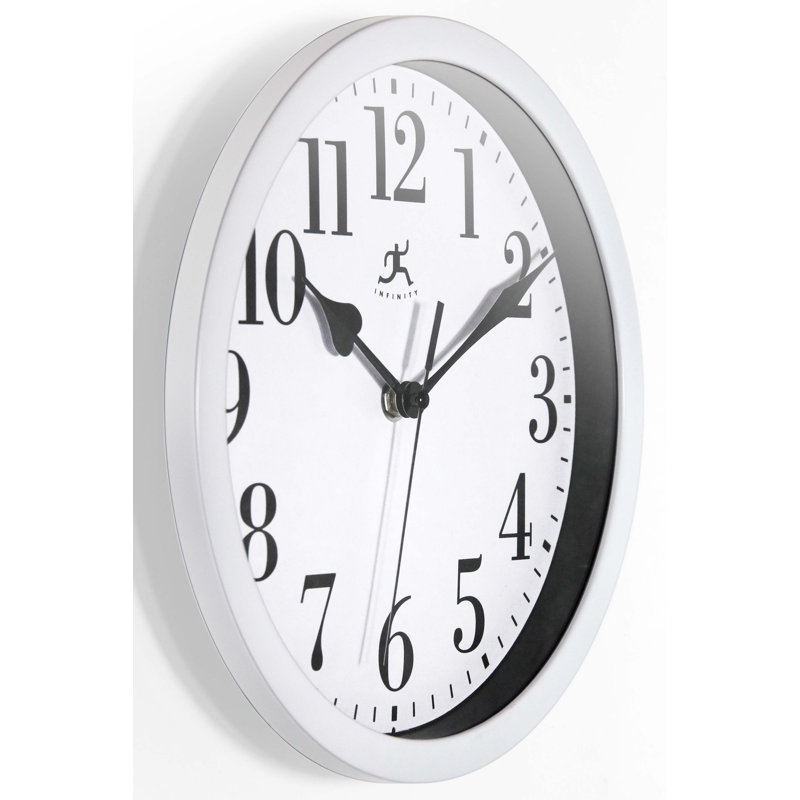 Classic Round Plastic Wall Clock 10-Inches, White