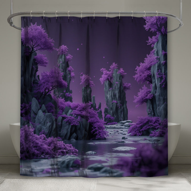 Rideaux de douche mauve Fantasy, L 70 po x H 93 po