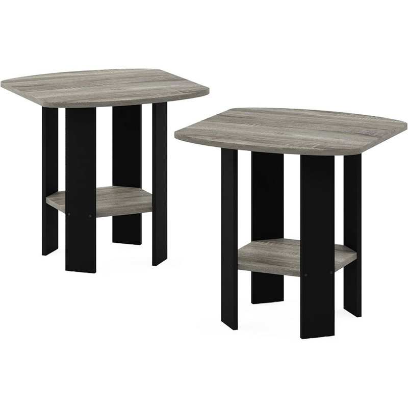 Ensemble de tables de bout avec rangement Micha, Chêne gris, Noir