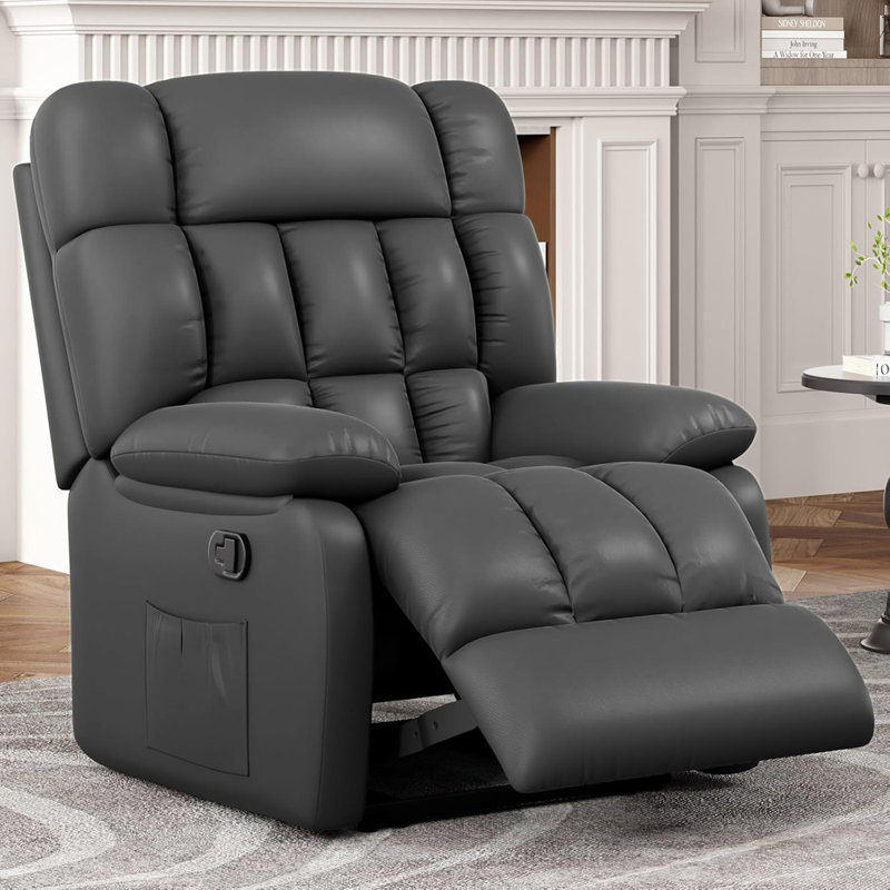 Recliner Chair, Upholstered Rocker Recliner Chair with Side Pocket, Ergonomic 110°-160° Adjustable Reclining Chairs for Adults, Single Sofa Chair with Footrest,Recliner Sofa for Living Room