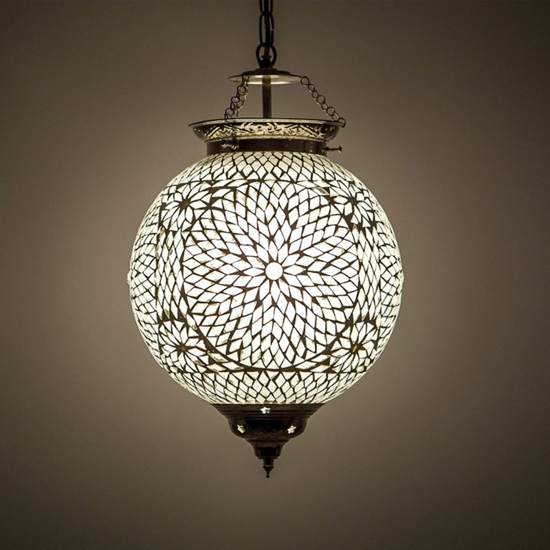 Charron 1 - Light Gold Sphere Pendant, Transparent Turkish Design