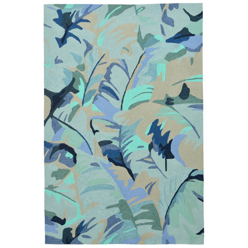 Tapis bleu touffeté à la main Walczak, Rectangle 3 pi 6 po x 5 pi 6 po