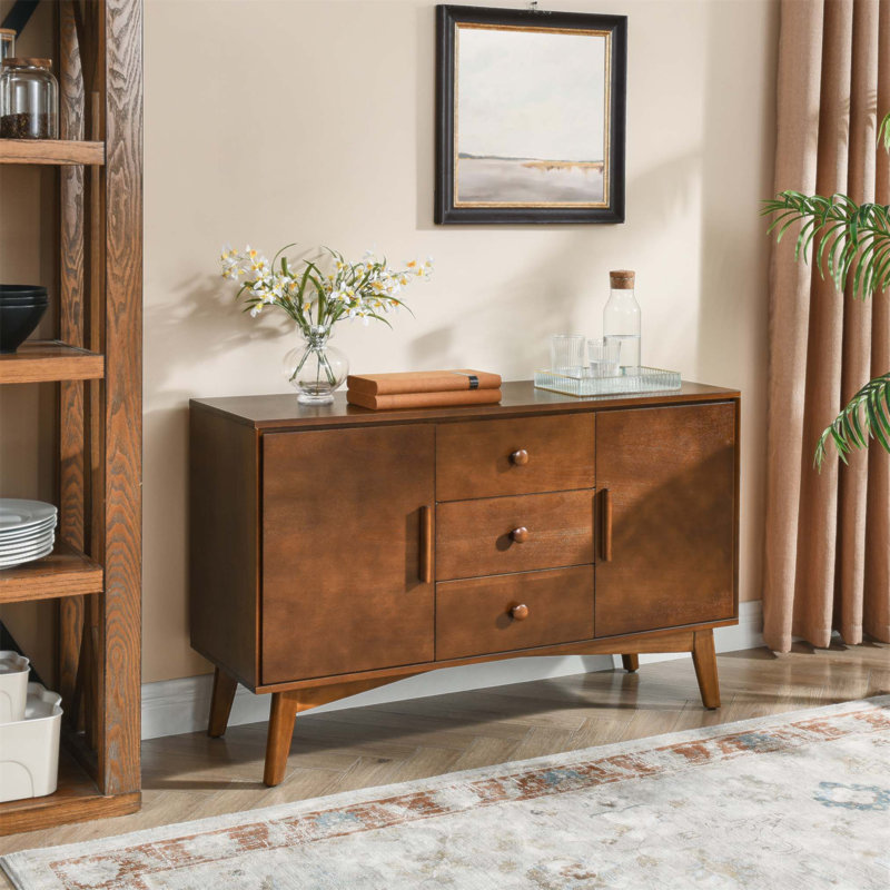 Buffet Mid-Century moderne avec rangement, armoire spacieuse pour la cuisine et le salon, console polyvalente