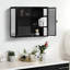 Armoire noire avec trois rangements en verre trempé et de forme simple, pour diverses pièces-185472381