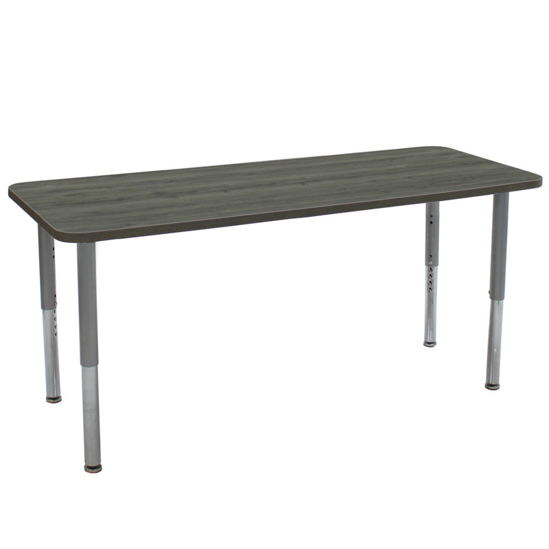 Table d'activité rectangulaire avec pieds réglables La Madera, Bois gris / argent, 24 po x 72 po, Super