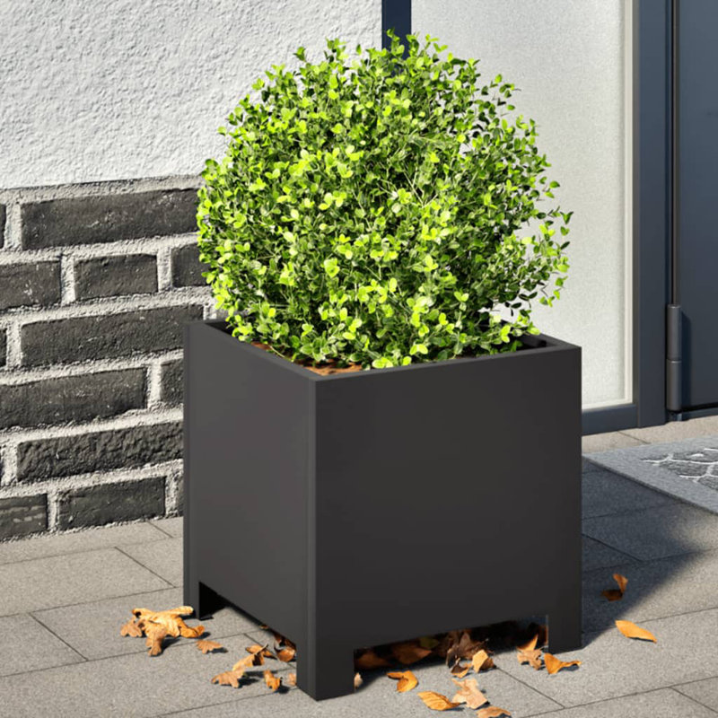 Alhasan Metal Elevated Planter, Black, 30cm H x 30cm W x 30cm D